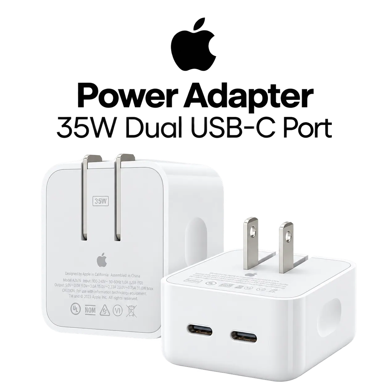 Cargador 35W Tipo Apple Doble Puerto Type C